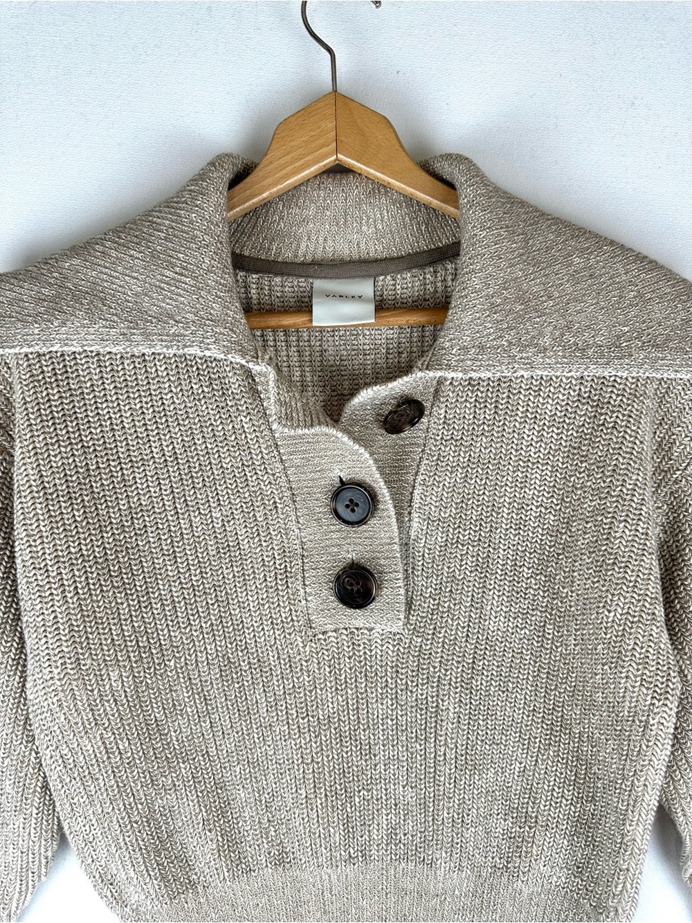 Varley Audrey Knit Polo Sweater Chunky Henley Cotton - Picture 3 of 10